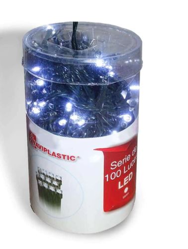 SERIE DE LUCES 100L LED BLANCO CABLE VERDE EN TUBO