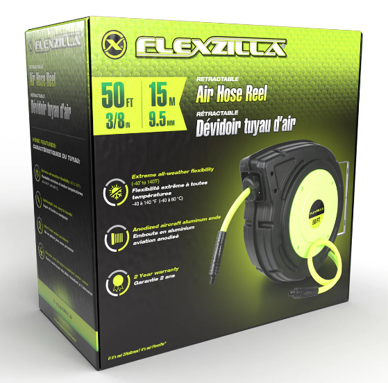 CARRETE PARA MANGUERA DE AIRE 3/8" X 50 FT 150 PSI FLEXZILLA