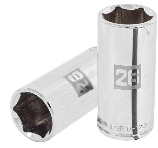 DADO DE 26 mm, CUADRO DE 1/2", 6 PUNTAS LARGO, D-1226-ML