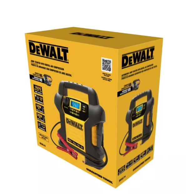 ARRANCADOR DE BATERIAS 1600 AMP CON COMPRESOR DIGITAL USB DEWALT
