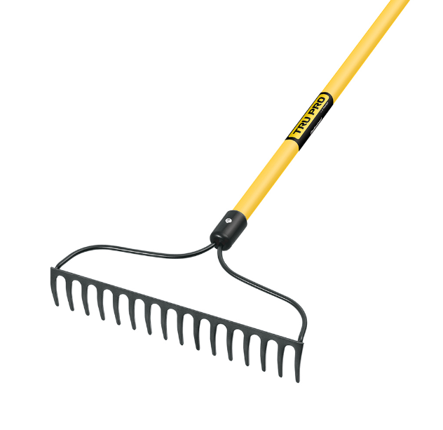 RASTRILLO JARDINERO, 16 DIENTES, MANGO 60" FIBRA DE VIDRIO