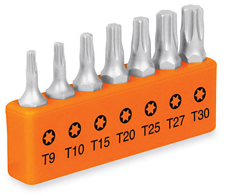 JUEGO DE 7 PUNTAS TORX, LARGO 1', EN ORGANIZADOR"
