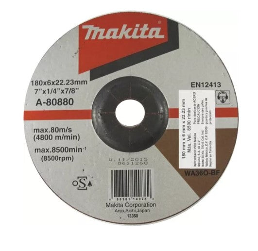 DISCO DE DESBASTE 7" X 1/4" X 7/8", INOXIDABLE, MAKITA