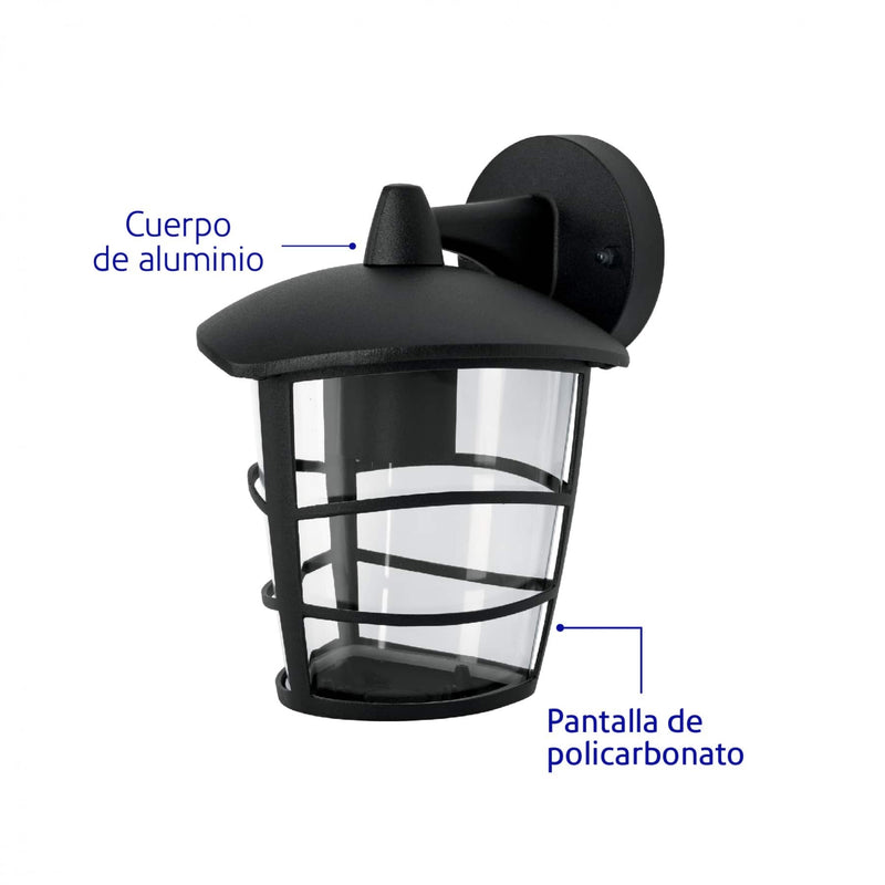 FAROL DE PARED SUSPENDIDO NEGRO NVO