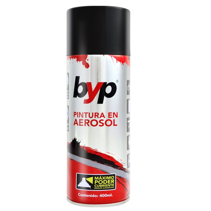PINTURA EN AEROSOL, COLOR NEGRO MATE, 400 ml, BYP