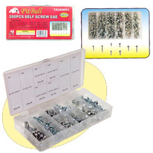 CAJA CON PIJAS PUNTA DE BROCA JUEGO 200PZAS C/24
