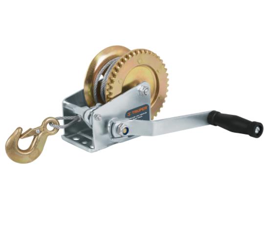 MALACATE DE MANIVELA CON CABLE DE 9 MTS, 1100 KG.