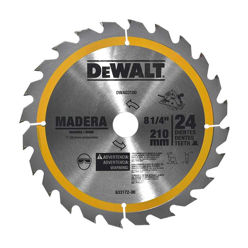 DISCO PARA SIERRA CIRCULAR PUNTA DE CARBURO 8-1/4” X 24 DIENTES FLECHA 1”