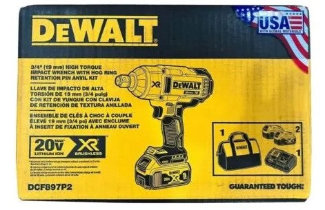 LLAVE DE IMPACTO DE 3/4", 20V MAX, 2 BAT. 5.0AH, CARGADOR Y ESTUCHE