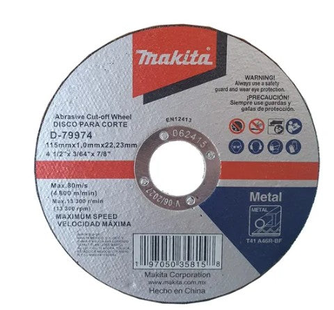 DISCO DE CORTE 4-1/2 13,300 RPM METAL MAKITA