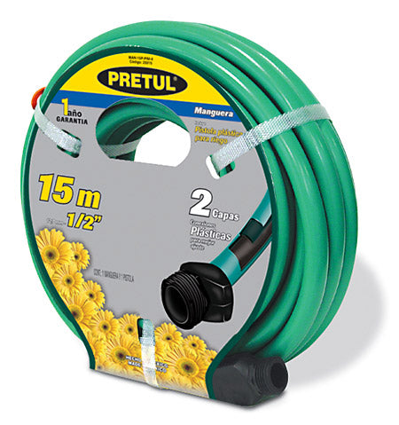 MANGUERA PARA JARDIN 1/2", 10 m, 2 CAPAS, CONEX. PLASTICAS, "BASICA"