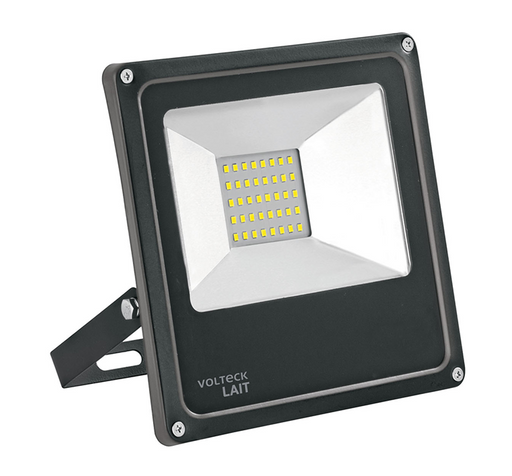 Reflector LED Volteck delgado negro con panel y luz de día de 20 W