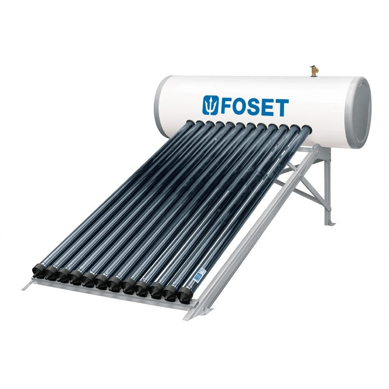 Calentador de agua solar FOSET con 18 tubos y soporte, capacidad 200 L