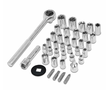 JUEGO DE DADOS 39 PZ (1/4-3/8) PRETUL INCLUYE ESTUCHE DE TELA