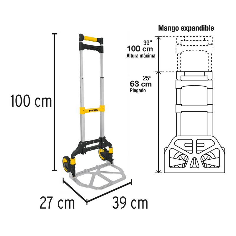DIABLITO PLEGABLE DE ALUMINIO CAPACIDAD 100 KG.