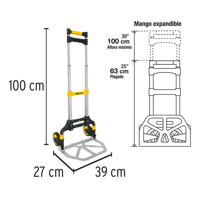 DIABLO PLEGABLE DE ALUMINIO CAPACIDAD 100 KG.