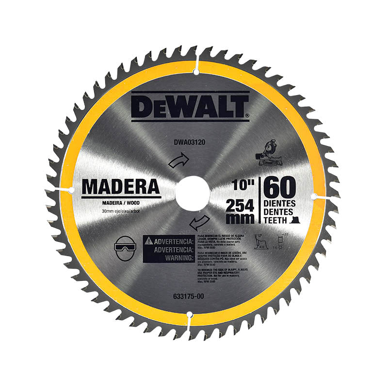 DISCO PARA SIERRA CIRCULAR PUNTA DE CARBURO 10” X 60 DIENTES FLECHA 30 mm