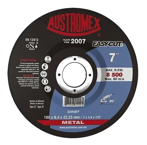 DISCO DE DESBASTE 7" X 1/4" X 7/8", TIPO 27, METAL, EASY-CUT®