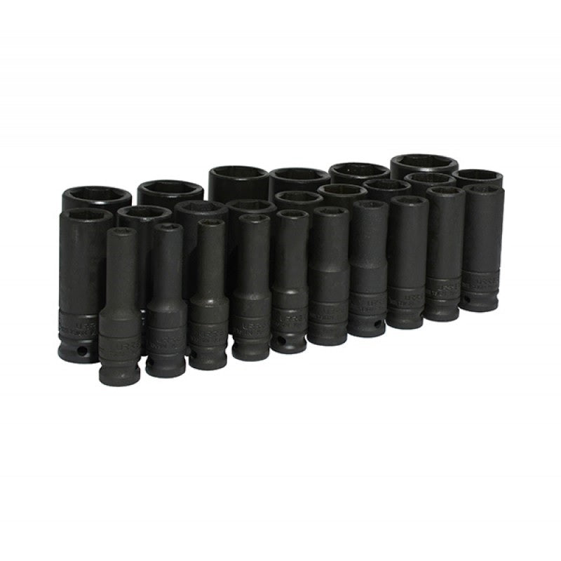 JUEGO DE 25 DADOS DE IMPACTO LARGOS CUADRO DE 1/2 6 PUNTAS (8 mm A 36 mm)