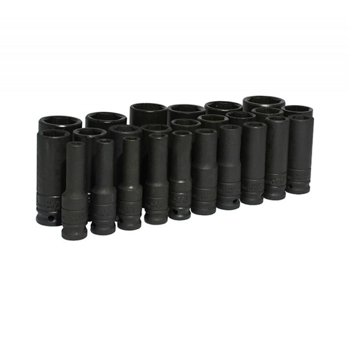JUEGO DE 25 DADOS DE IMPACTO LARGOS CUADRO DE 1/2 6 PUNTAS (8MM A 36MM)