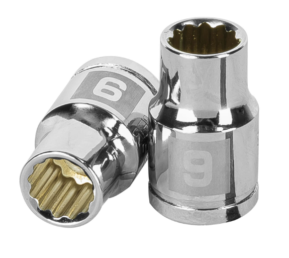 DADO DE 9 mm, CUADRO DE 3/8", 12 PUNTAS, D-3809-M