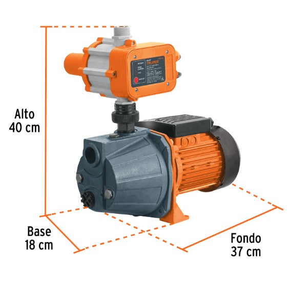 BOMBA ELECTRICA PRESURIZADORA PARA AGUA TRUPER, CAPACIDAD DE 1HP>
