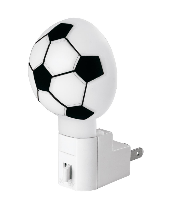 Lámpara de luz de noche con balón de fútbol, base de enchufe y clavija
