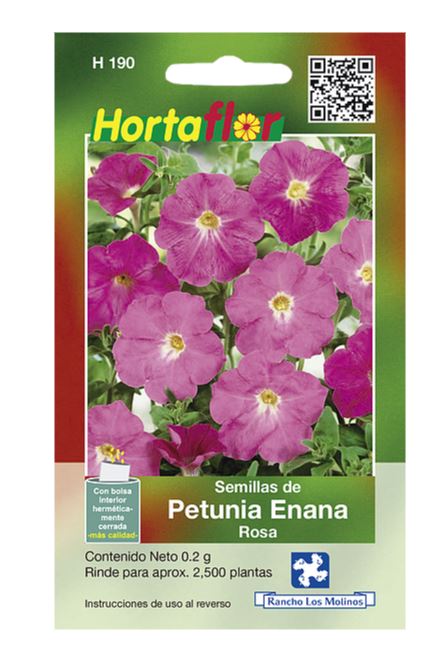 SOBRE DE SEMILLAS DE PETUNIA ENANA ROSA HORTAFLOR, CONTENIDO DE .02G