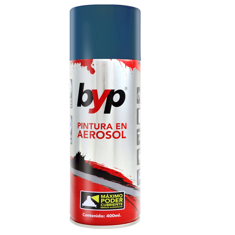 PINTURA EN AEROSOL, COLOR AZUL METALICO, 400 ml, BYP