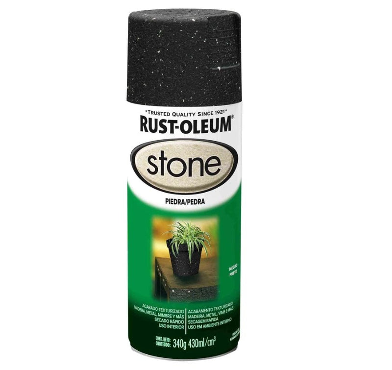 PINTURA EN AEROSOL, COLOR NEGRO, ACABADO PIEDRA, 340 g, RUST-OLEUM
