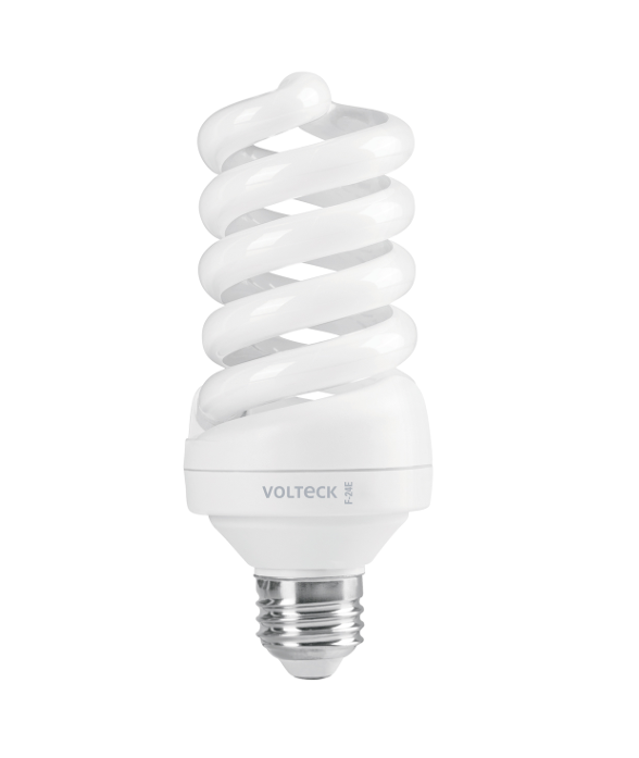 Foco de luz compacta VOLTECK, espiral blanca, 24 W, casquillo metálico