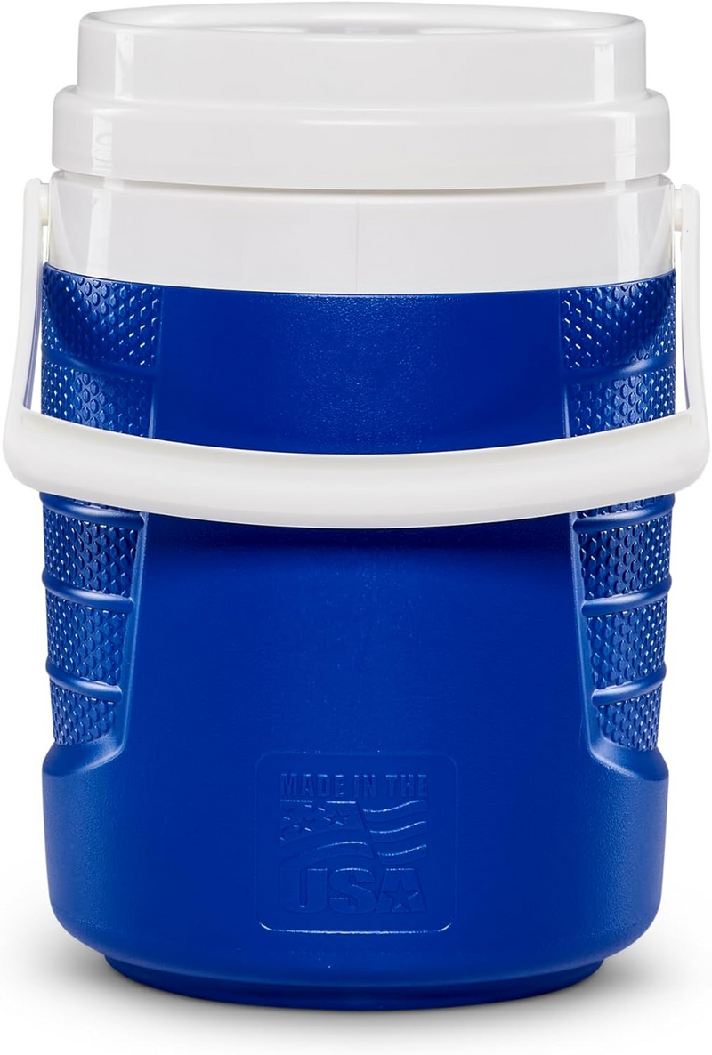 Termo IGLOO azul con asas laterales y tapa blanca