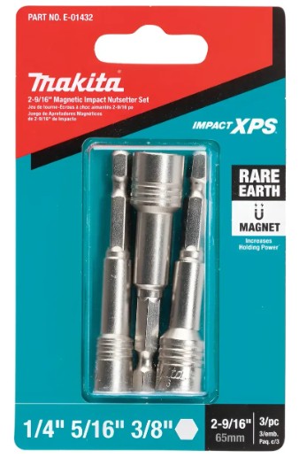 Juego de adaptadores magnéticos ImpactXPS Makita con puntas 1/4, 5/16 y 3/8".