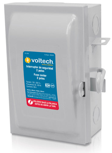 INTERRUPTOR DE SEGURIDAD 2 POLOS, 30 A, VOLTECK CENTRO DE CARGA