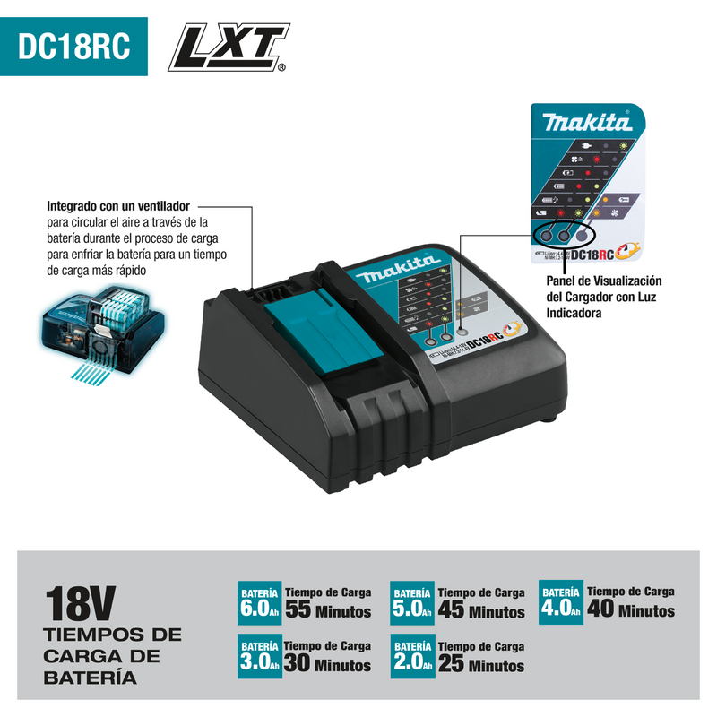 CARGADOR DE BATERIAS MAKITA, 18V, RAPIDO DC18RC