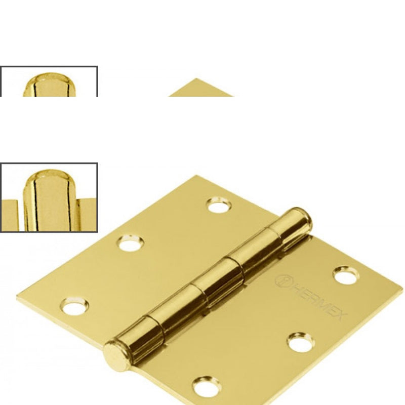 BISAGRA RECTANGULAR 3", ACERO LATONADO, CABEZA PLANA (PIEZA)