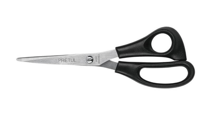 Tijeras PRETUL de 7" con mango negro y hojas metálicas