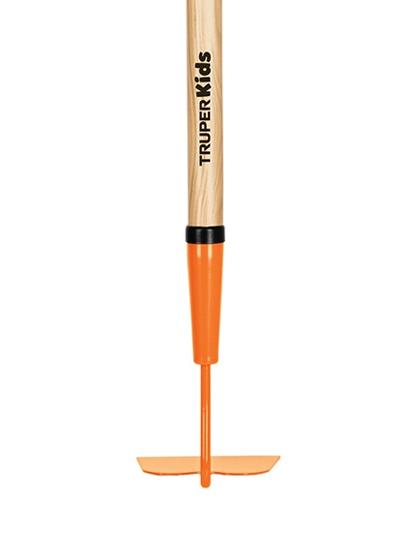 Azadón para niños con mango de madera y cabeza triangular naranja