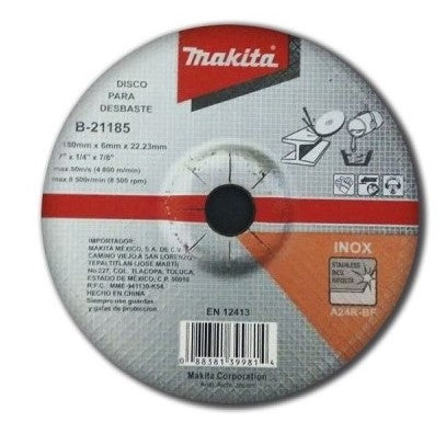 DISCO DE DESBASTE 7" X 1/4" X 7/8", METAL-INOXIDABLE, MAKITA