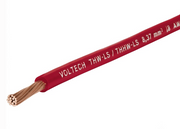 Cable THHW rojo con conductores de cobre y funda con texto VOLTECH