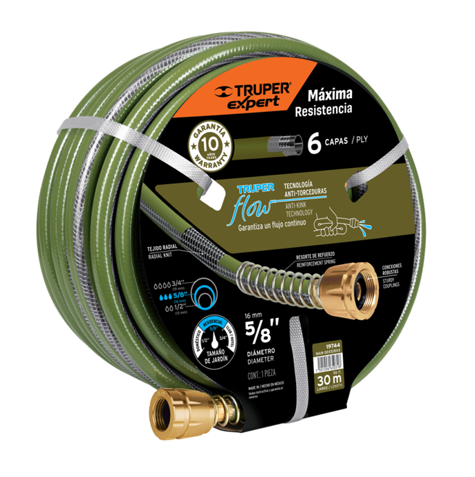 MANGUERA PARA JARDIN ANTI-TORCEDURAS, 5/8" 30 m
