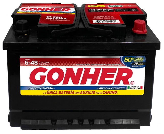 ACUMULADOR "48" GONHER DE 700 AMP. DE ARRANQUE EN FRIO, -/+
