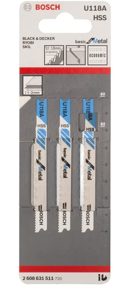 SEGUETA VASTAGO U118A  HSS ONDULADA FRESADA, 3 PZ.