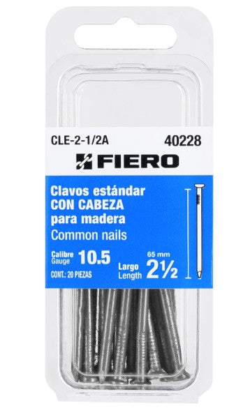 CLAVOS CON CABEZA PARA MADERA 2-1/2" 20 pz FIERO