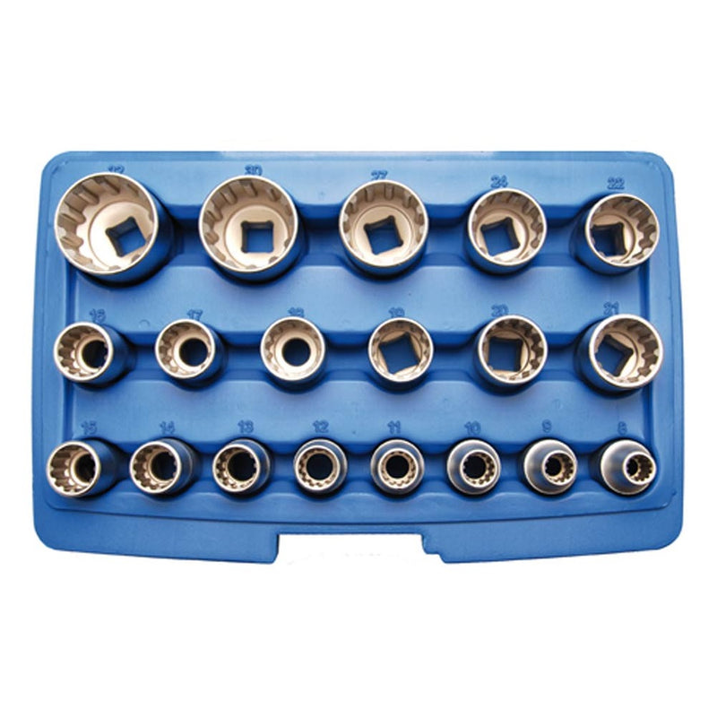 JUEGO DE DADOS 19 PIEZAS GEAR LOOCK CUADRO DE 1/2" BGS