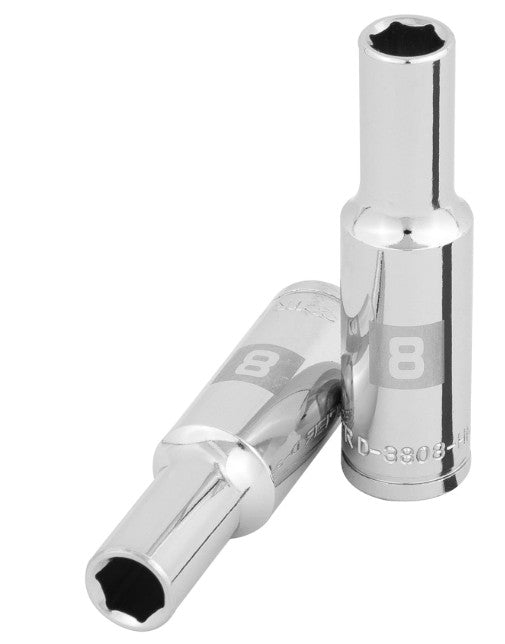 DADO DE 8 mm, CUADRO DE 3/8", 6 PUNTAS LARGO, D-3808-HM-L