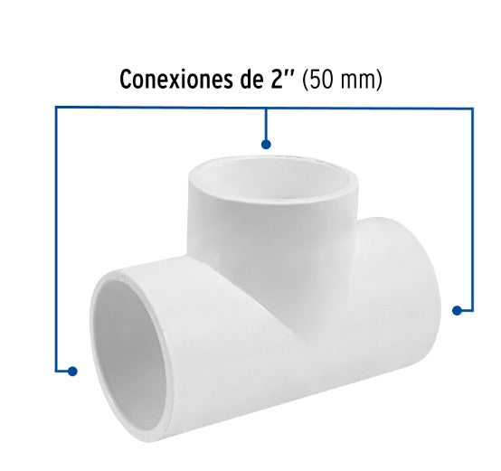TEE SENCILLA DE PVC, 2"