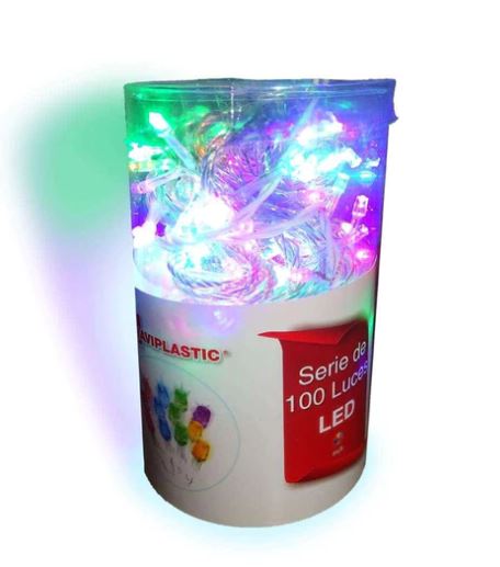 SERIE DE LUCES 100L LED MULTICOLOR CABLE TRANSPARENTE EN TUBO
