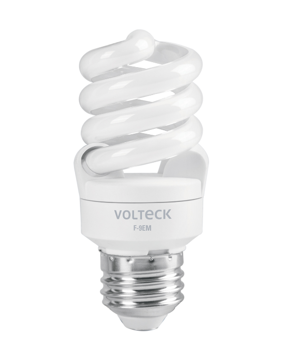 Lámpara LED mini de espiral Volteck, luz blanca y base metálica roscada