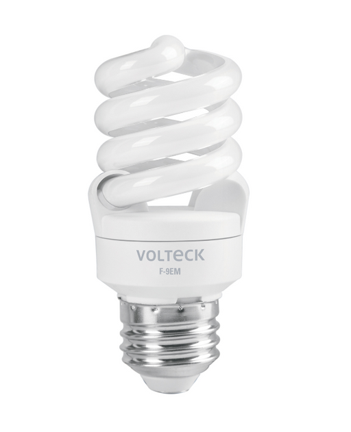 Lámpara LED mini de espiral Volteck, luz blanca y base metálica roscada